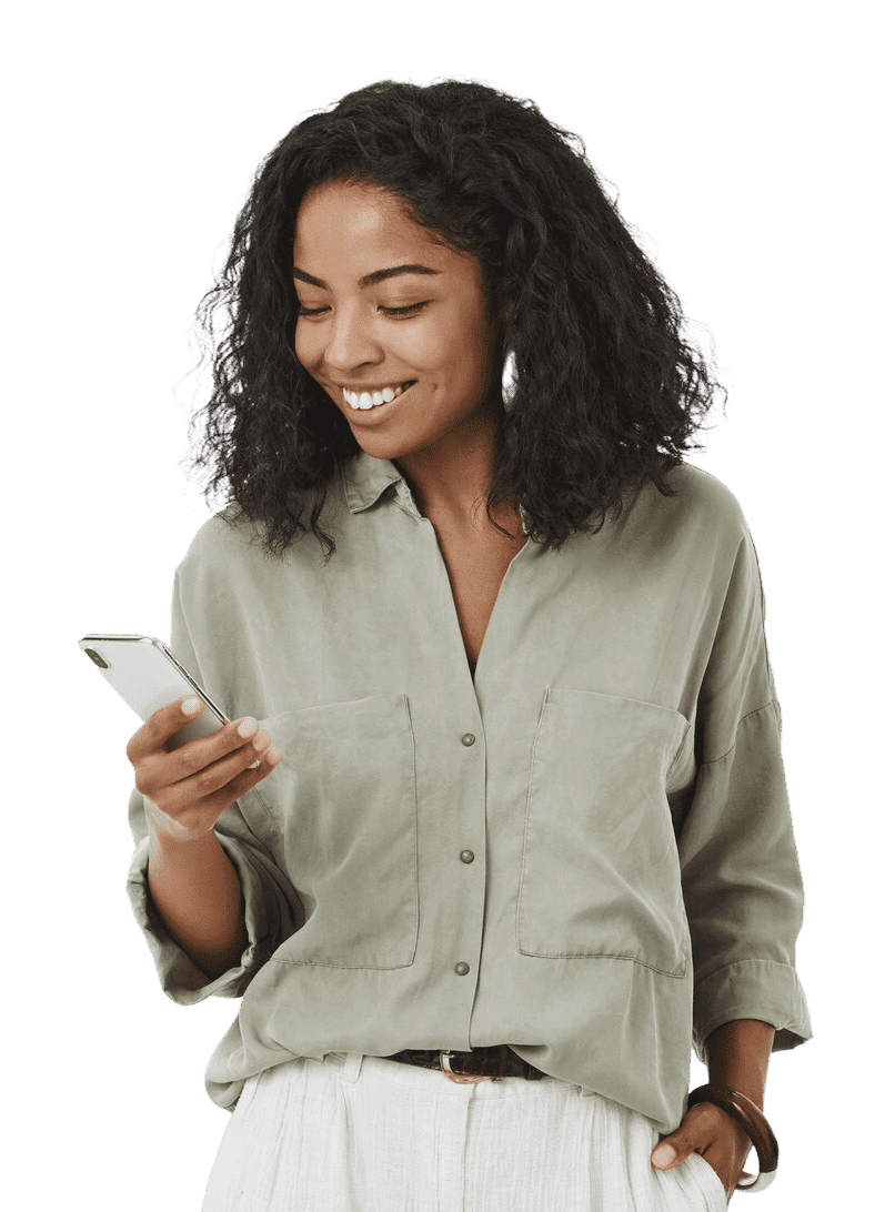 black woman holding a phone